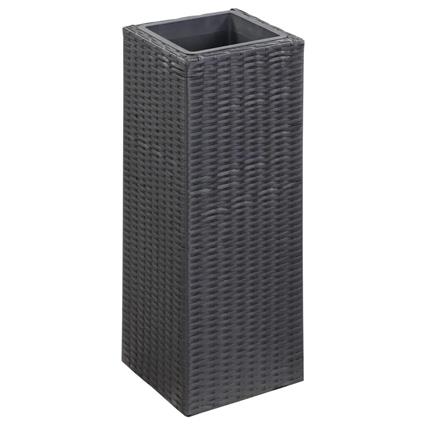 Vaso/floreira de jardim 28x28x80 cm vime PE preto