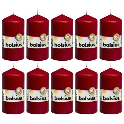 Velas cilíndricas 10 pcs 120x58 mm vermelho tinto