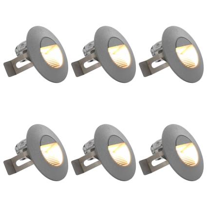 Iluminação LED de parede exterior 6 pcs 5 W redondo prateado