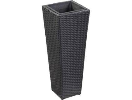 Vaso/floreira de jardim 30x30x80 cm vime PE preto