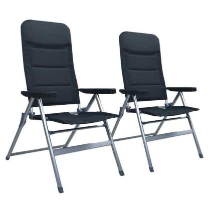 Cadeiras de jardim reclináveis 2 pcs alumínio preto