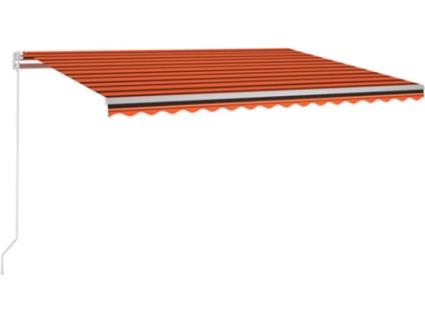 Toldo retrátil manual com LED 450x300 cm laranja e castanho