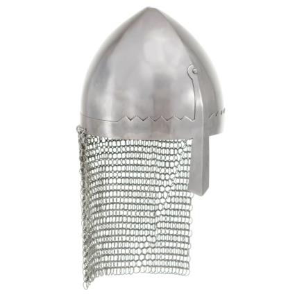 Capacete de cavaleiro réplica LARP aço prateado