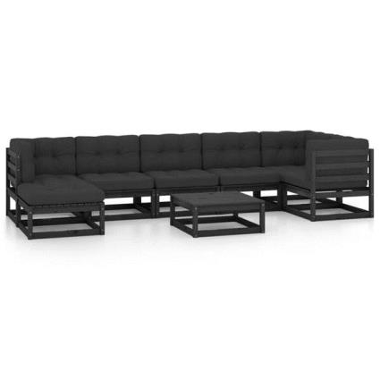 8 pcs conjunto lounge de jardim c/ almofadões pinho maciço