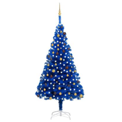 Árvore de Natal artificial c/ luzes LED e bolas 240 cm PVC azul