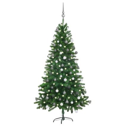 Árvore de Natal artificial com luzes LED e bolas 150 cm verde