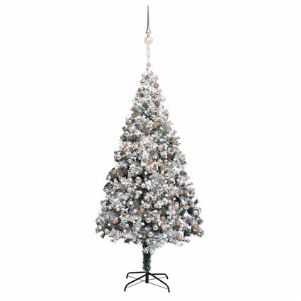 Árvore de Natal artificial c/ luzes LED/bolas/neve 400 cm verde