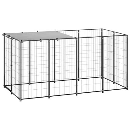 Canil para cães 2,42 m² aço preto