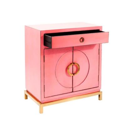 Cómoda de madera Disk rosa