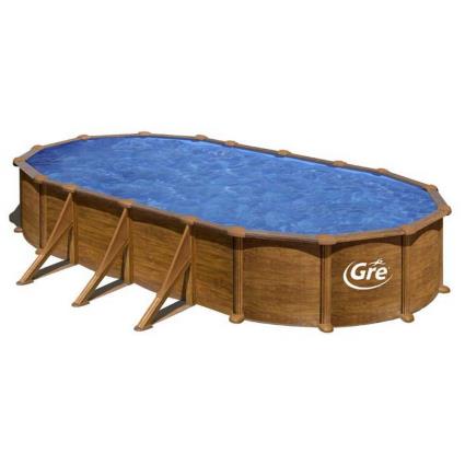 Piscina Aspecto Madeira De Aço Mauritius 610 x 375 x 132 cm Brown / Blue