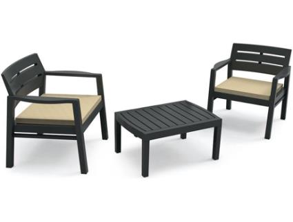 Conjunto de Jardim  Lommbok (Antracite e Bege - Polipropileno e Poliéster - 78x38,5x55 cm)