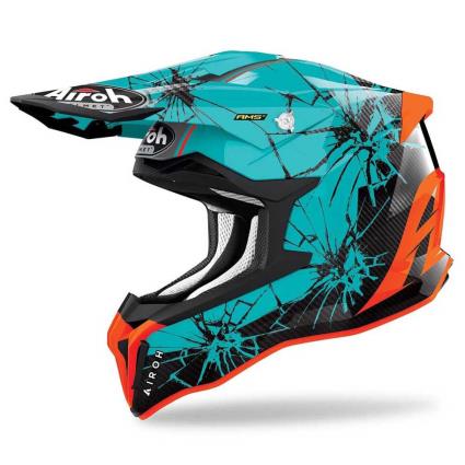 Capacete Motocross Strycker Crack S Green Turquoise / Grey / Orange Gloss