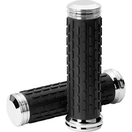 St06 Grip With Aluminium Ends Pair 25.4 mm Black / Chrome