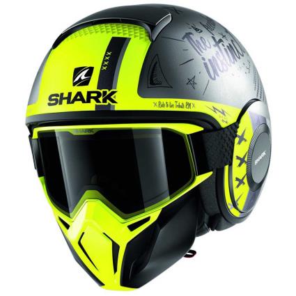 Capacete Conversivel Street Drak Tribute Rm M Matte Anthracite / Silver / Yellow