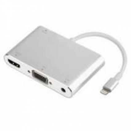 NBA810 CABO CONVERSOR LIGHTNING M PARA HDMI F VGA F COM AUDIO CINZENTO