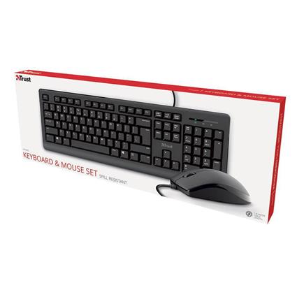 Conjunto Teclado e Rato com Fios, USB, Preto