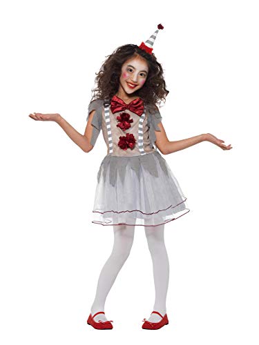 Fato de Menina  Palhaça Aterradora Cinzenta (Tam: 7 a 9 anos)