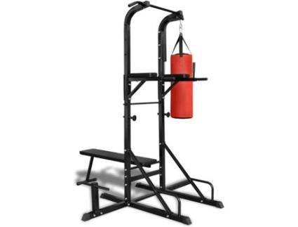 Máquina de Musculação  Multifunções com banco Reto e Saco de Boxe