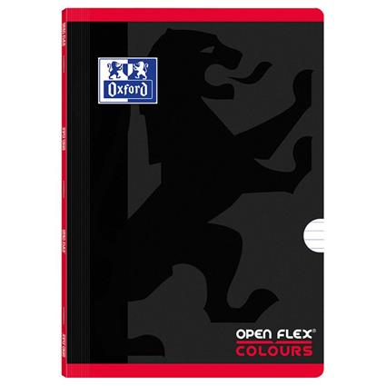 Caderno Agrafado Openflex Colours A4, 48 Folhas, Pautado, Preto/Vermelho