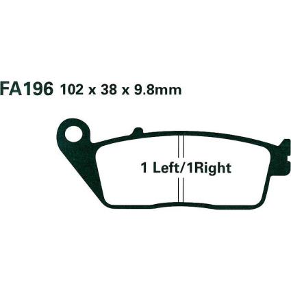 Brake Pad Fa 196 102 x 38 x 9.8 mm