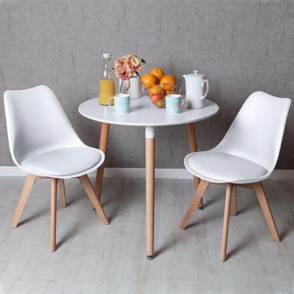 Conjunto Mesa Tower Redonda 80 cm Branca e Pack 2 Cadeiras Synk Basic - Branco