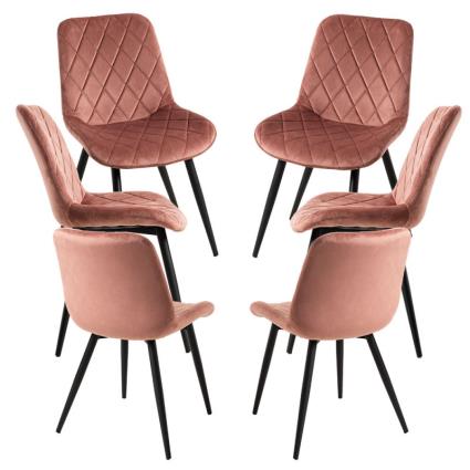 Pack 6 Cadeiras Min Veludo - Rosa