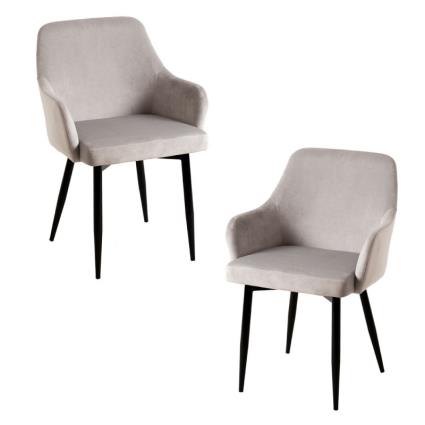 Pack 2 Cadeiras Puan Veludo - Cinza