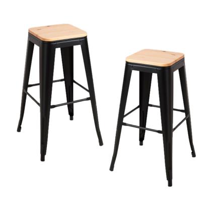 Pack 2 Bancos Torix Madeira Natural - Preto mate