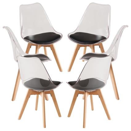 Pack 6 Cadeiras Synk Transparentes Assento - Preto