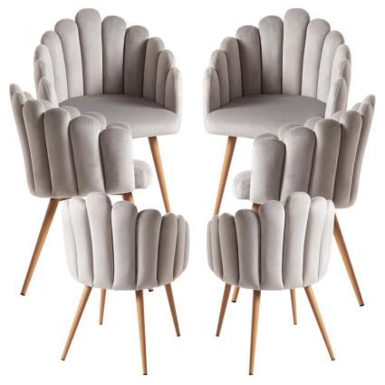 Pack 6 Poltronas Main Veludo - Cinza