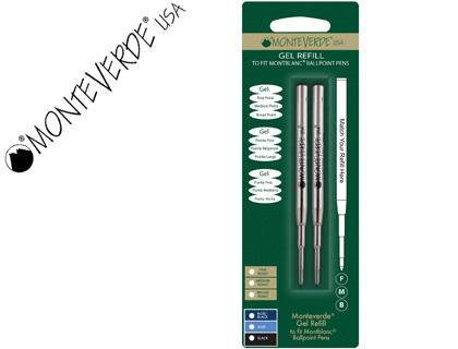 Recarga Roller Gel  Compativel c/ As Da Montblanc 2 Unidades Cor Azul Ponta Media