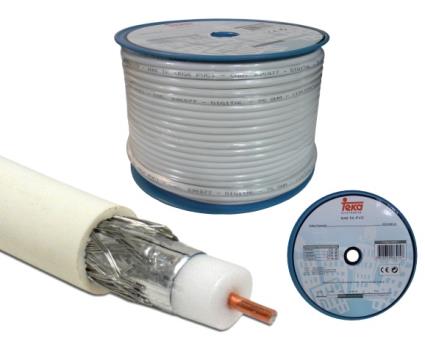 Bobine Cabo Coaxial RG6 Branco (100 mts) - 