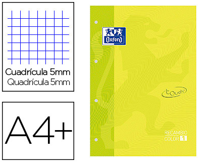 Recarga Color 1  Din A4+ 80 Folhas 90 Gr Quadricula 5 mm Capa Suave 4 Furos Lima Touch