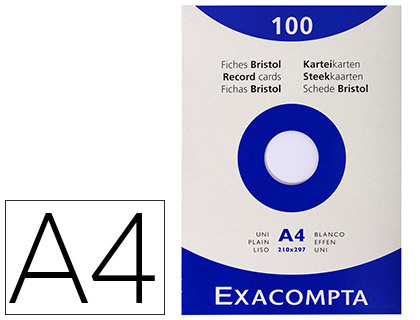 Fichas em Cartolina  A4 Brancas 205 Gr Embalagem de 100 Unidades