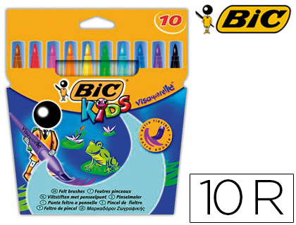 Marcador  Kids Vis Aquarelle Estojo de 10 Cores Ponta Pincel Tinta à  Base de Água