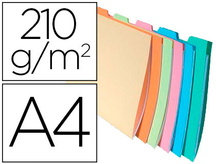 Classificador  de Cartolina Din A4 Ao Baixo Pestana Lateral Cores Sortidas 240g