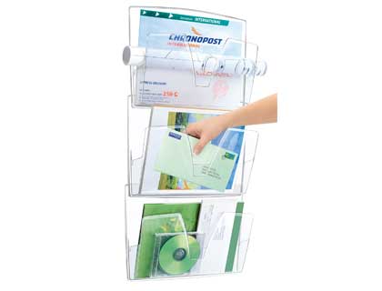 Expositor de Parede 3 Compartimentos Plástico Transparente 361x86x718mm