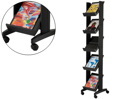 Expositor  de Chao Movel 5 Estantes de 275X327mm Preto