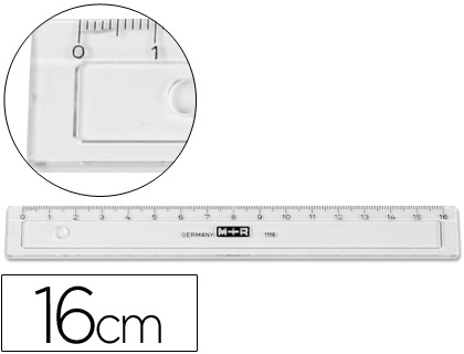Regua M+R 16 cm Plastico Cinza