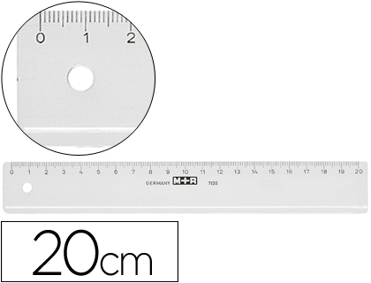 Regua M+R 20 cm Plastico Transparente