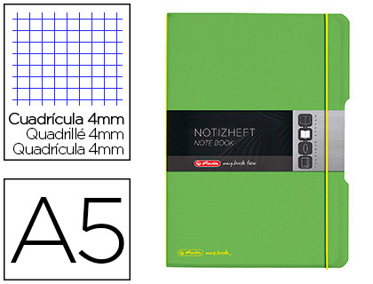 Caderno  Note Book Flex A5 Polipr. 40F Quadricula 4mm Verde Claro Fecha c/ Elasticos