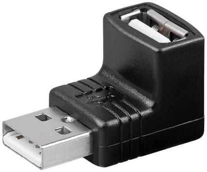 Ficha Adaptadora USB A Macho -> USB A Fêmea (90º) - 
