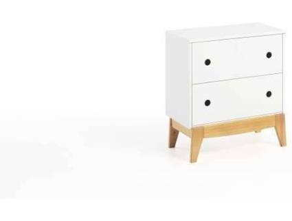 Mesa de Cabeceira  NDK-700 (Madeira e Branco)