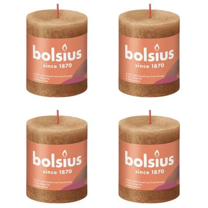 Velas rústicas cilíndricas Shine 6pcs 80x68mm castanho moderno