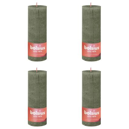 Velas rústicas cilíndricas Shine 6pcs 190x68 mm azeitona fresca