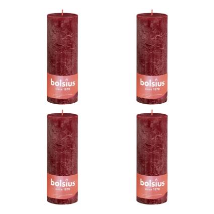 Velas rústicas cilíndricas Shine 6pcs 190x68mm vermelho veludo