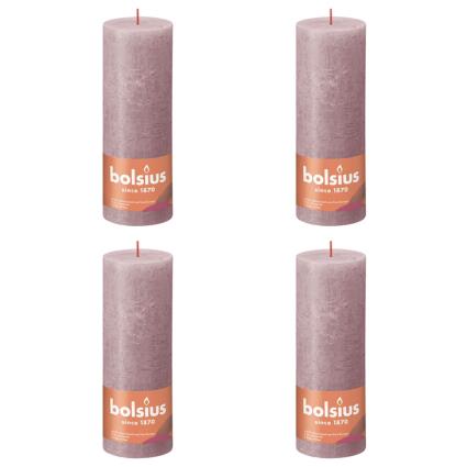 Velas rústicas cilíndricas Shine 6pcs 190x68mm rosa cinza