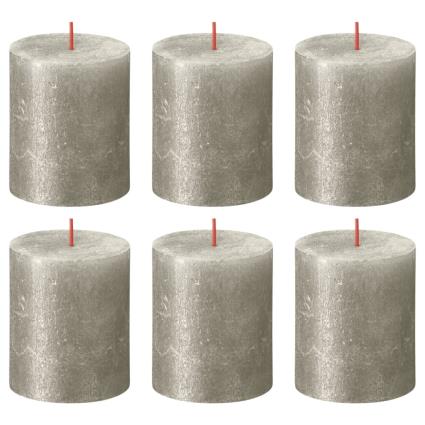 Velas rústicas cilíndricas Shimmer 6 pcs 80x68 mm champanhe