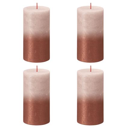 Velas rústicas cilínd. Sunset 6pcs 130x68mm rosa nublado/âmbar