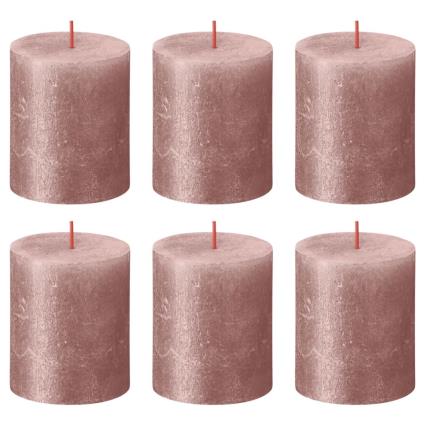 Velas rústicas cilíndricas Shimmer 6 pcs 80x68 mm rosa